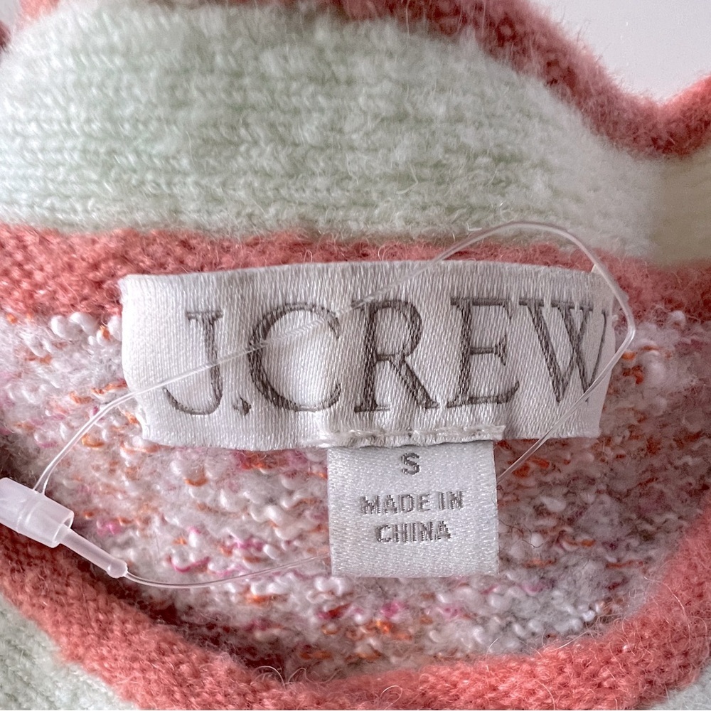 J. Crew Pink Bouclé Cardigan with Cream & Peach Trim - Picture 9 of 10